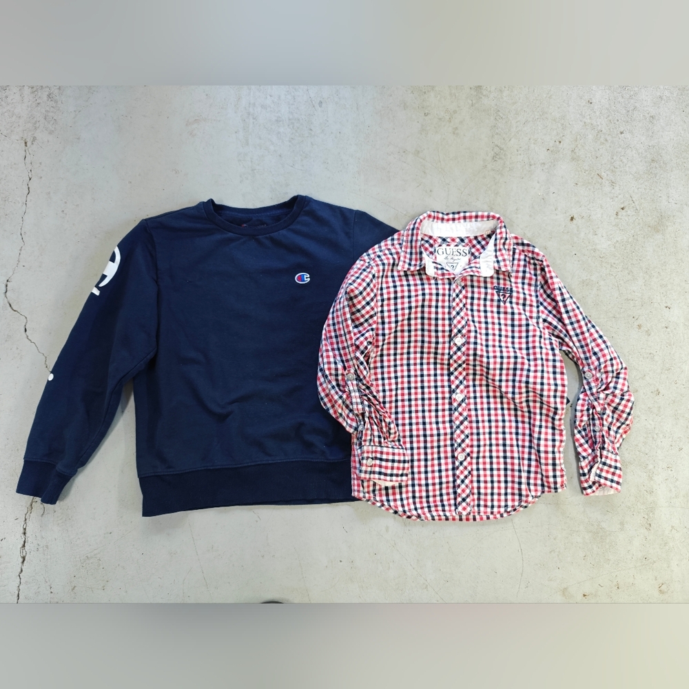 Guess Plaid Shirt , Champion S weatshirt set for boys